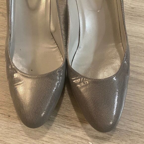 Sergio Rossi Womens Gray Vero Cuoio Patent Leather Pump Heel Size EUR 38.5 US 8 - Picture 4 of 8